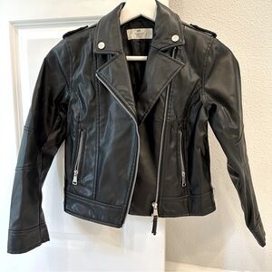 H&M Black Faux Leather Jacket 10 youth